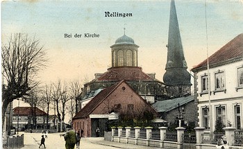 Rellingen mit der 1.800 fassenden Kirche um 1904 mi